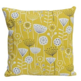 Geometric Scandi Floral Cushion in Yellow