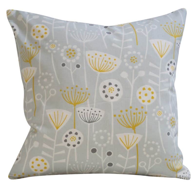 Geometric Scandi Floral Cushion in Grey
