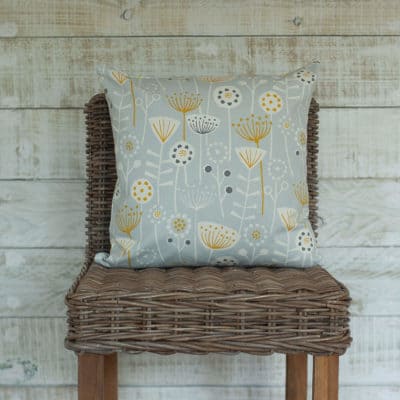 Geometric Scandi Floral Cushion in Grey