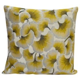 Woven Ginkgo Leaf Cushion in Gold