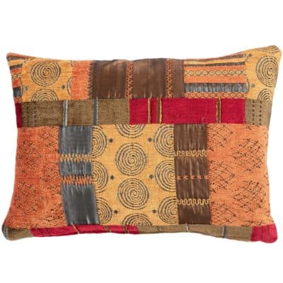 Moroccan Patchwork Boudoir Cushion in Terracotta
