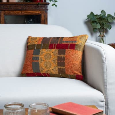 Moroccan Patchwork Boudoir Cushion in Terracotta