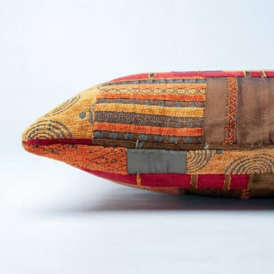 Moroccan Patchwork Boudoir Cushion in Terracotta