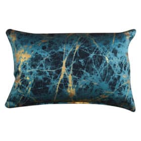 Metallic Marble Boudoir Cushion in Teal and Gold