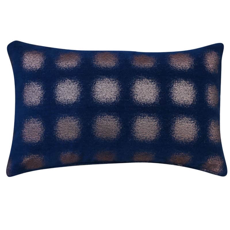 Zaffiro Metallic Chenille XL Rectangular Cushion in Indigo Copper