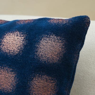 Zaffiro Metallic Chenille Cushion in Indigo Copper