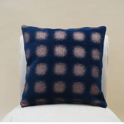 Zaffiro Metallic Chenille Cushion in Indigo Copper