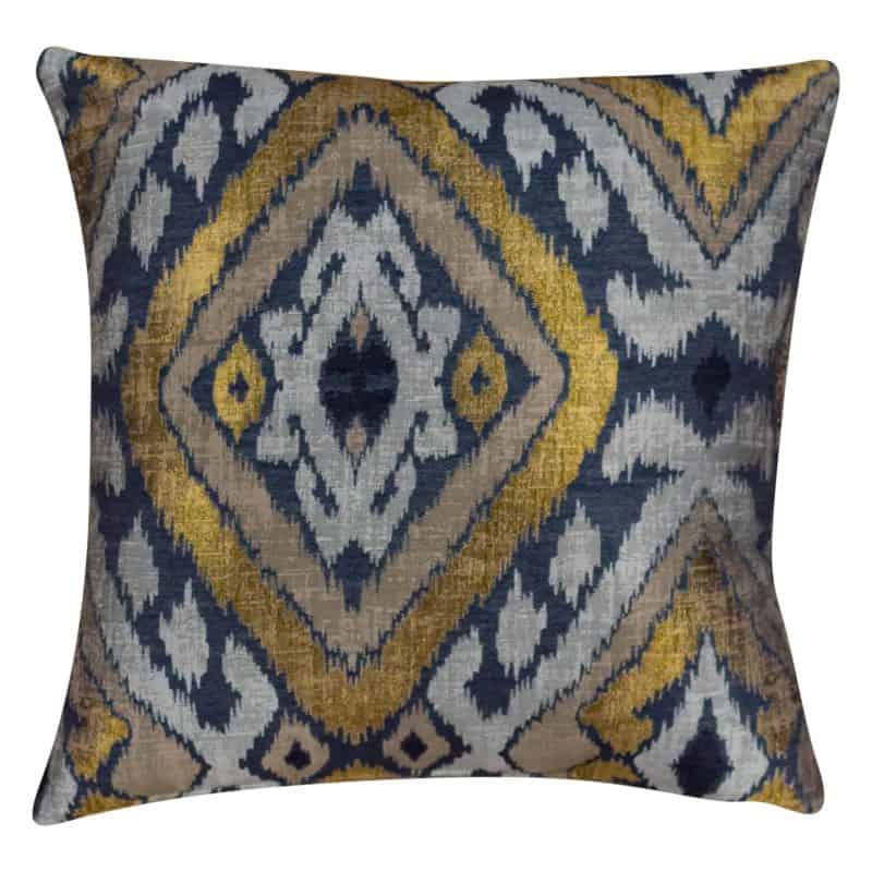 Luxe Ikat Cushion in Black and Gold