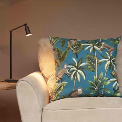 Extra-Large Saimiri Monkey Cushion in Teal