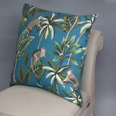 Extra-Large Saimiri Monkey Cushion in Teal