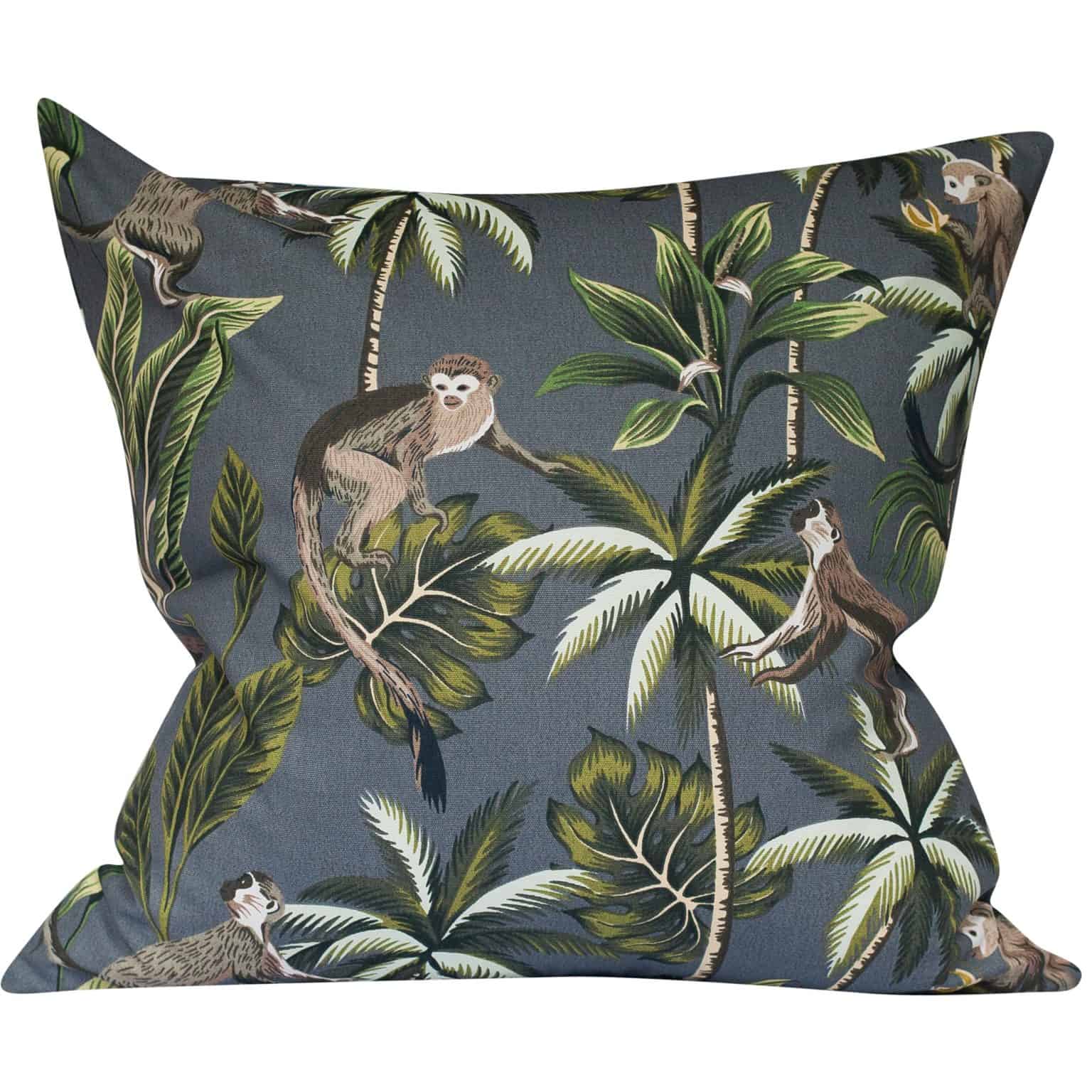 ExtraLarge Saimiri Monkey Cushion in Grey Linen Loft
