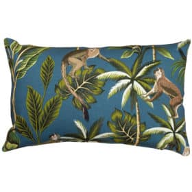 Saimiri Monkey XL Rectangular Cushion in Teal