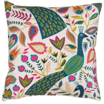 Quirky Peacock Print Cushion