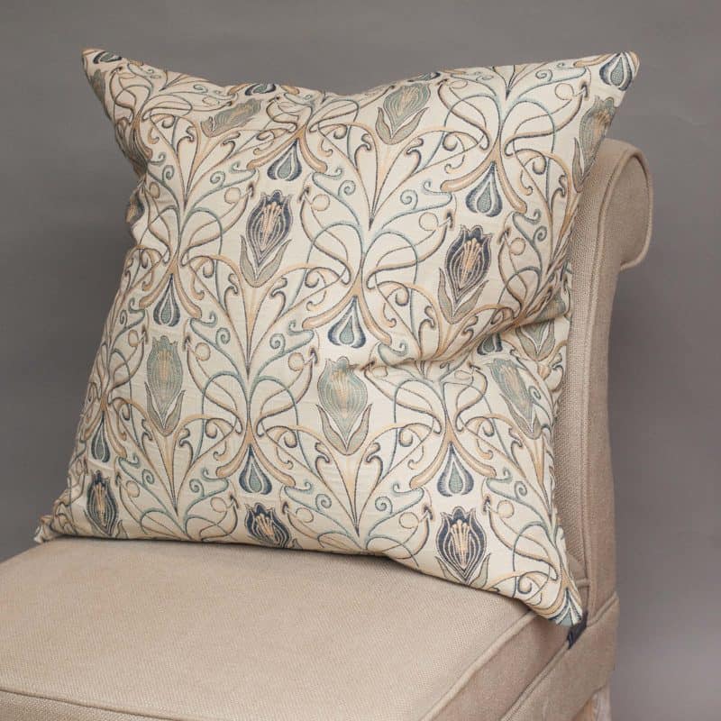 Millefleur Tapestry Style ExtraLarge Cushion in Sapphire Linen Loft