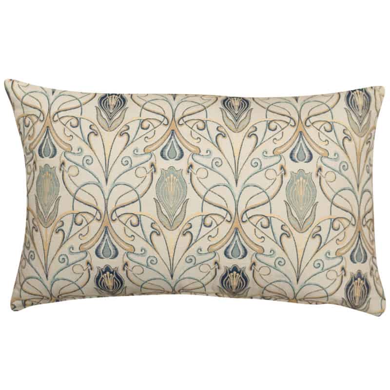 Millefleur Tapestry Style XL Rectangular Cushion in Sapphire