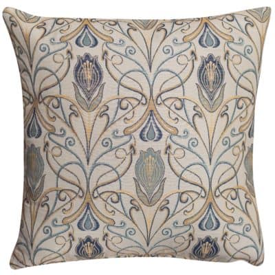 Millefleur Tapestry Style Cushion in Sapphire