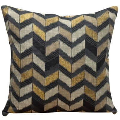 Luxe Chevron Cushion in Black and Gold