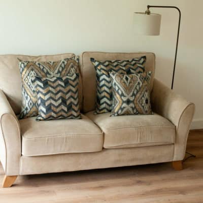 Luxe Chevron Cushion in Black and Gold