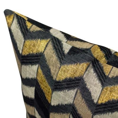 Luxe Chevron Cushion in Black and Gold