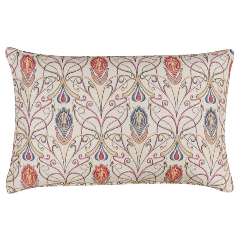 Millefleur Tapestry Style XL Rectangular Cushion in Rouge
