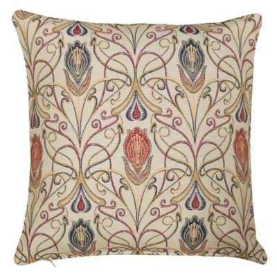 Millefleur Tapestry Style Cushion in Rouge