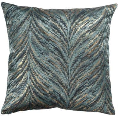 Metallic Fan Feather Extra-Large Cushion in Teal