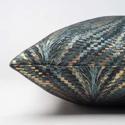 Metallic Fan Feather Extra-Large Cushion in Teal