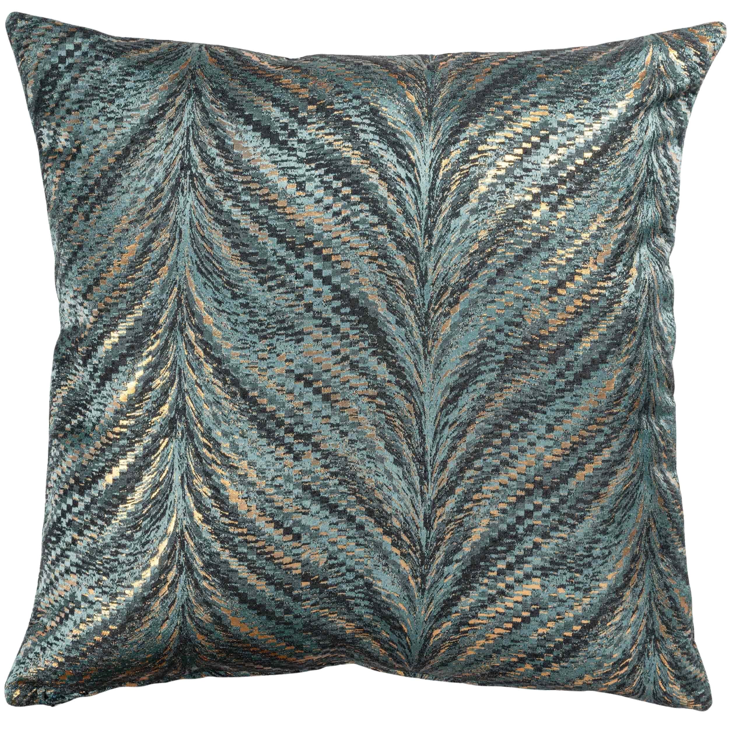 Metallic Fan Feather Extra-Large Cushion in Teal