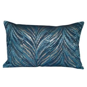 Metallic Fan Feather XL Rectangular Cushion in Teal