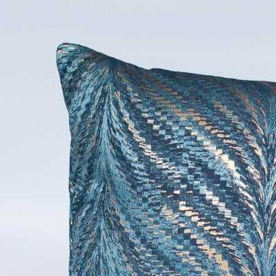 Metallic Fan Feather XL Rectangular Cushion in Teal