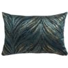 Metallic Fan Feather Boudoir Cushion in Teal