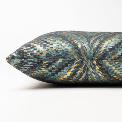 Metallic Fan Feather Boudoir Cushion in Teal