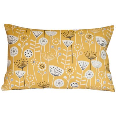 Geometric Scandi Floral XL Rectangular Cushion in Yellow
