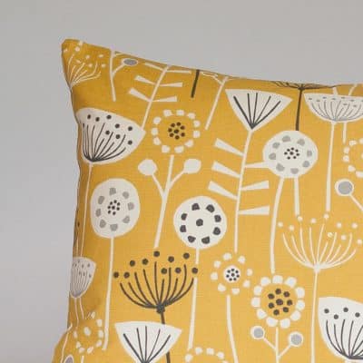 Geometric Scandi Floral XL Rectangular Cushion in Yellow