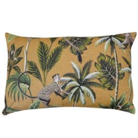 Saimiri Monkey XL Rectangular Cushion in Ochre