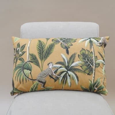 Saimiri Monkey XL Rectangular Cushion in Ochre