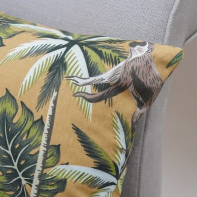 Saimiri Monkey XL Rectangular Cushion in Ochre