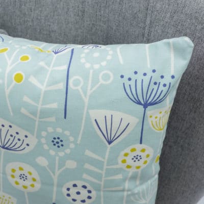 Geometric Scandi Floral Cushion in Duck Egg Blue