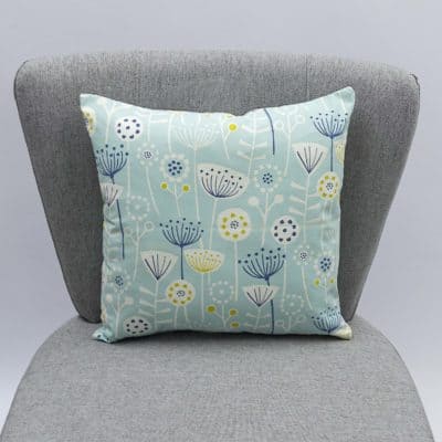 Geometric Scandi Floral Cushion in Duck Egg Blue