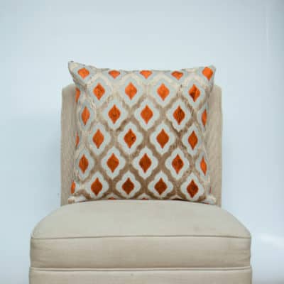 Aphrodite Cut Velvet Cushion in Burnt Orange