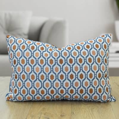 Cosmo Diamond Boudoir Cushion in Spice and Navy
