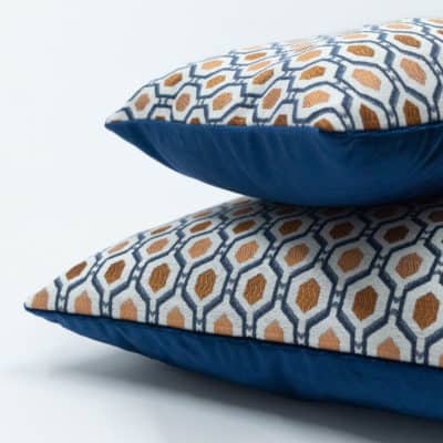 Cosmo Diamond Boudoir Cushion in Spice and Navy