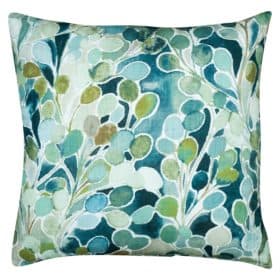 Folio Natural Leaf Print Cushion in Jade Green