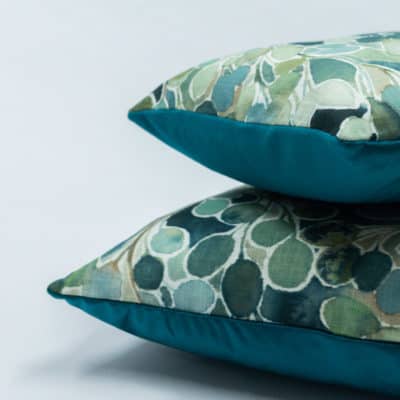Folio Natural Leaf Print XL Rectangular Cushion in Jade Green