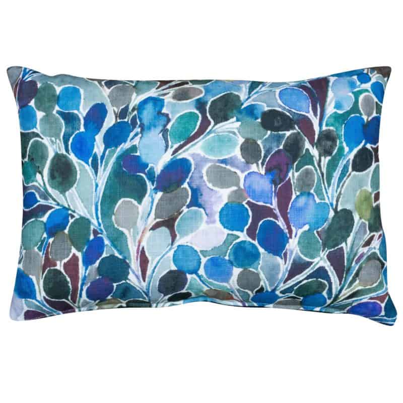Folio Natural Leaf Print Boudoir Cushion in Navy Blue