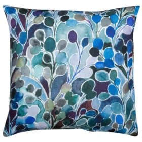 Folio Natural Leaf Print Cushion in Navy Blue