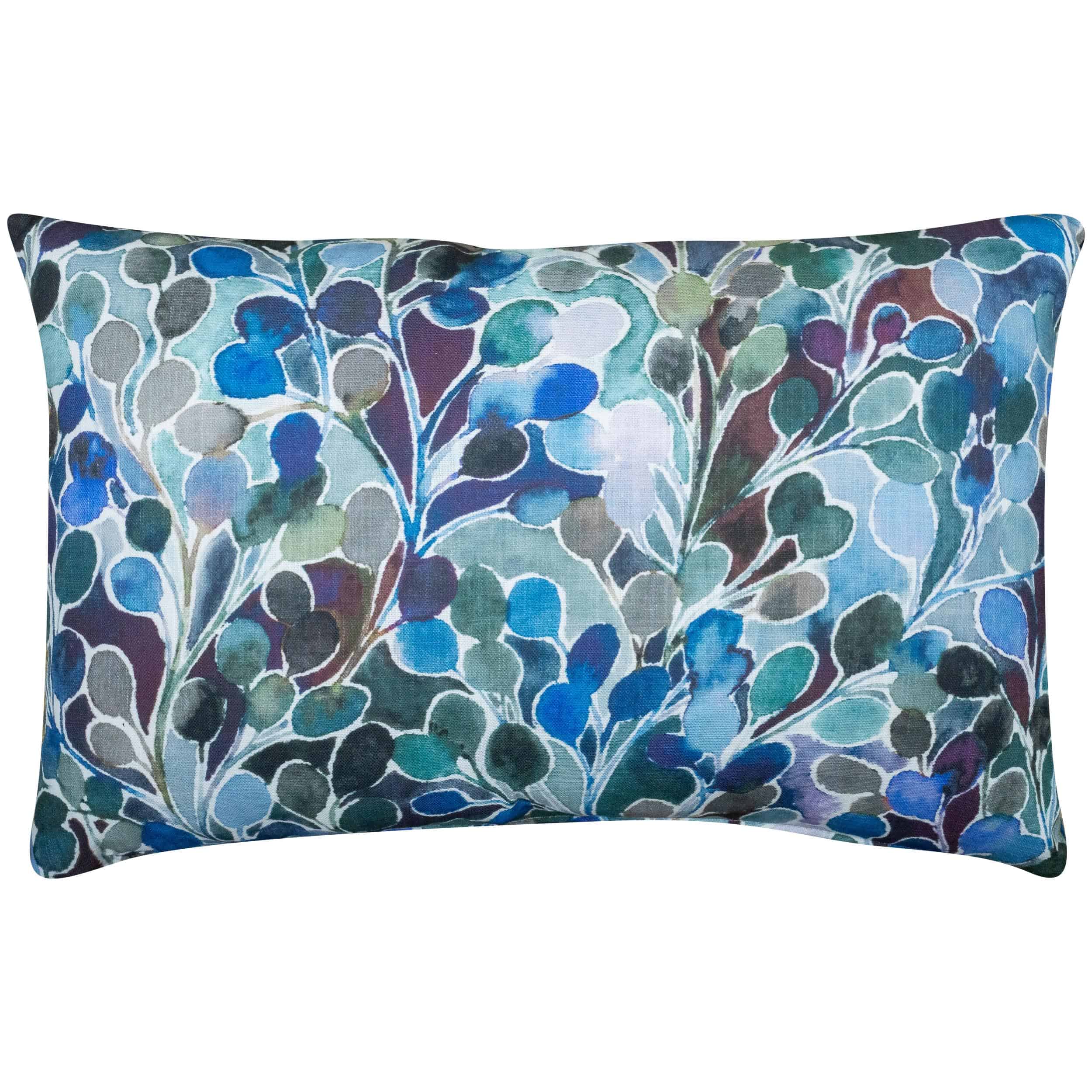 Folio Natural Leaf Print XL Rectangular Cushion in Navy Blue