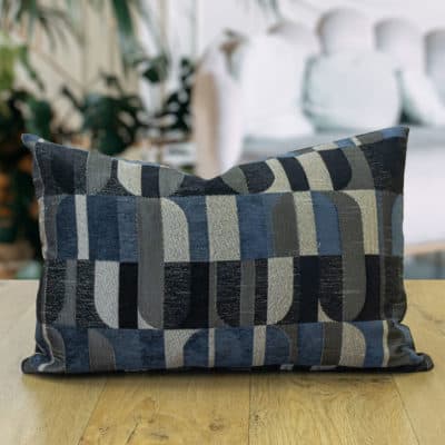 Moderne Art Deco Geo Boudoir Cushion in Indigo