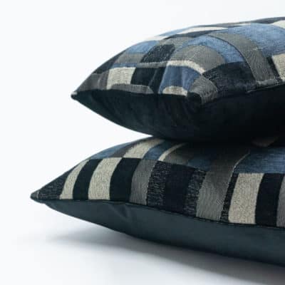 Moderne Art Deco Geo Boudoir Cushion in Indigo