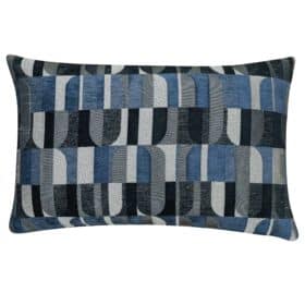 Moderne Art Deco Geo XL Rectangular Cushion in Indigo